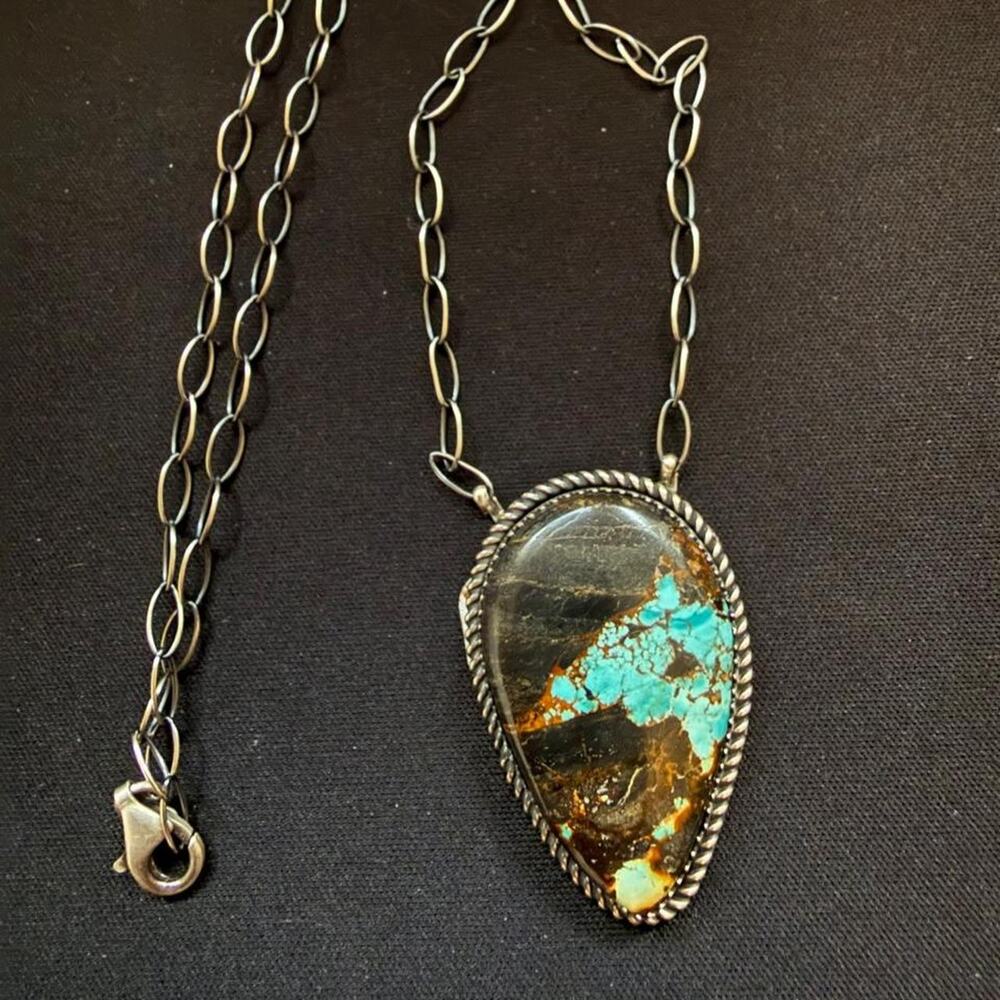 Native handmade blackjack turquoise necklace